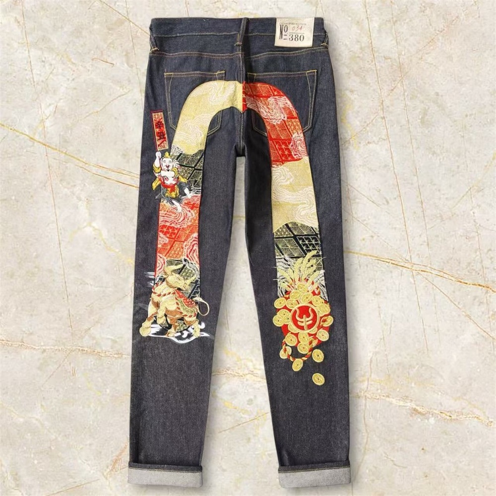 Evisu Embroidered Dark Blue Jeans